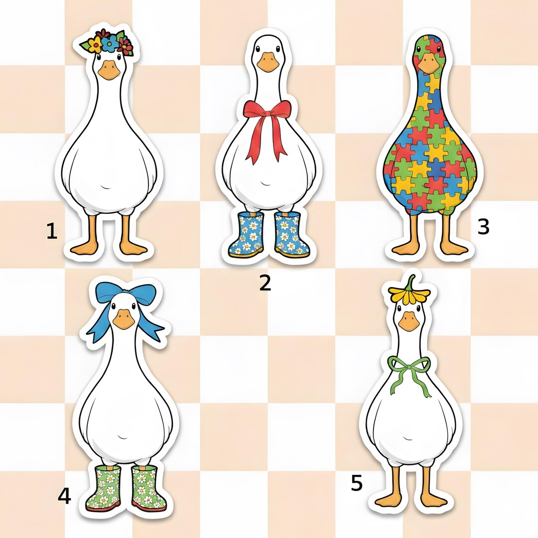 Sticker Bundle Goose Silly Goose Outfit Sticker Set, Cute Floral Bow Puzzle Rain Boots Goose ...
