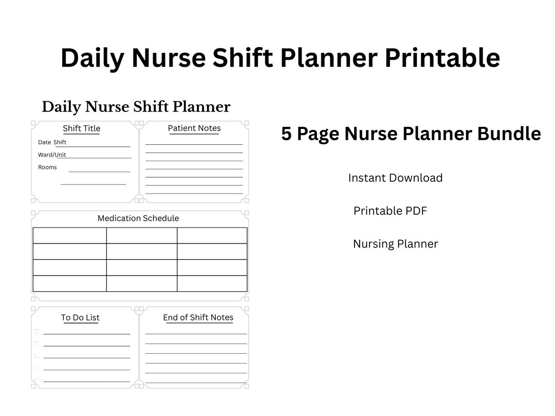 Daily Nurse Shift Planner Bundle | Printable PDF, Instant Download - Etsy
