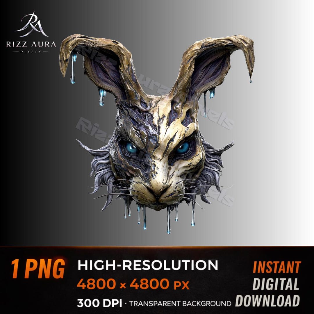 Horror Bunny Head PNG, Dark Horror Rabbit Face, Creepy Dripping Bunny ...