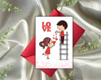 Tarjeta de San Valentín / Tarjeta de primer aniversario para esposa o esposo / Descarga digital