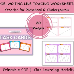 Schede stampabili per esercitarsi a tracciare linee in età prescolare / Esercizi di scrittura, pre-scrittura, libro interattivo, programma scolastico della scuola dell'infanzia, abilità motorie fini