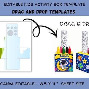 Activity Box Template Canva Kids DIY Coloring Crayon Box Digital File Blank Party Favor Box Template Birthday Kids Activities Drag & Drop