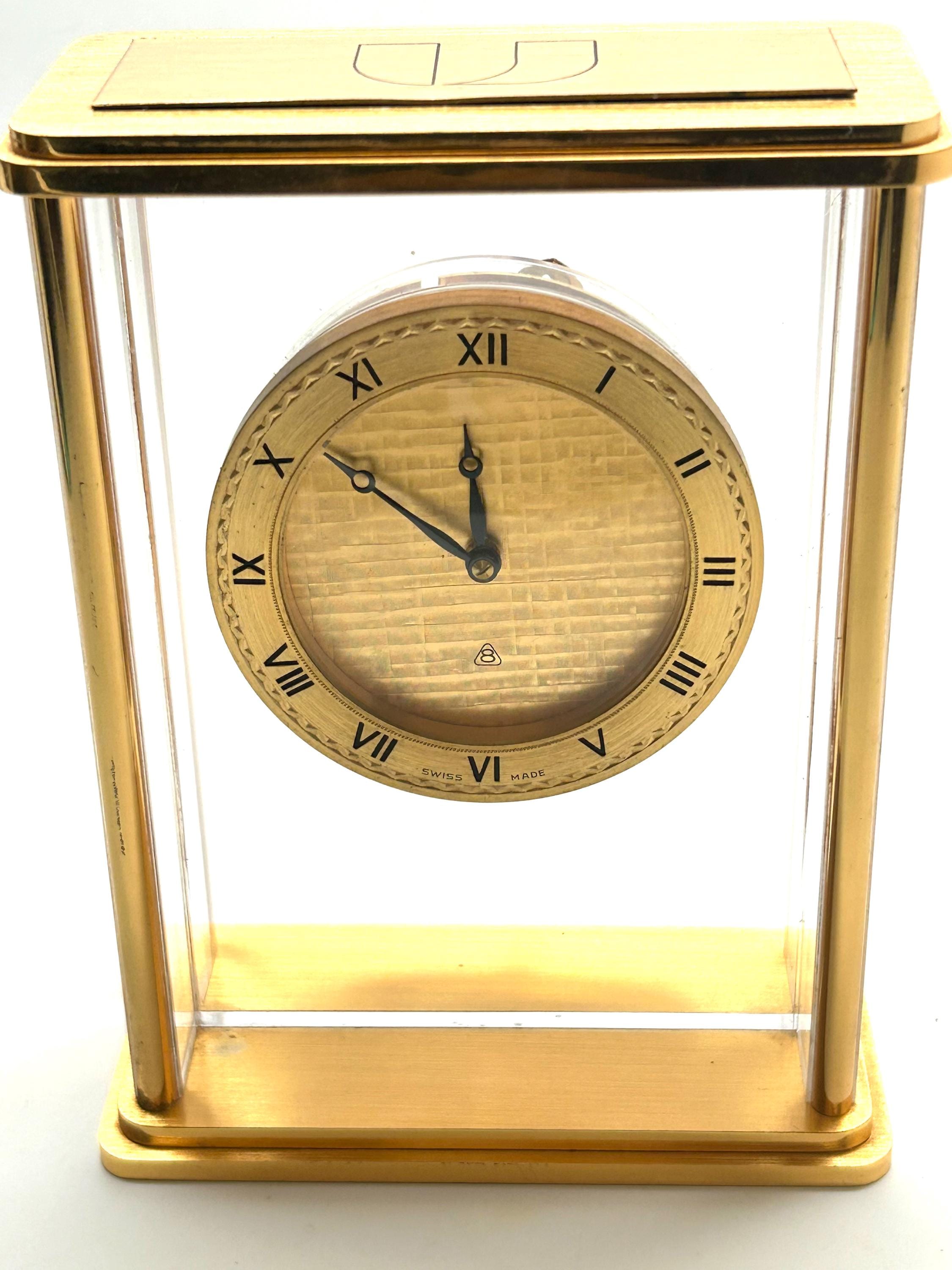 Vintage 1960 IMHOF 8 Day Clock 15 Jewel Wood Made Carriage Clock