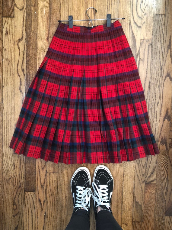 Pendleton wool plaid reversible skirt pleated plai