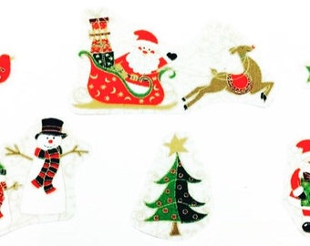 Set Of Christmas Postage Stamp Appliques Iron On Fabric Appliques