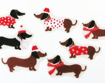 Embroidered Quilt Block Panel /"Dachshund Dog/" Cream 100/% Irish Linen Fabric