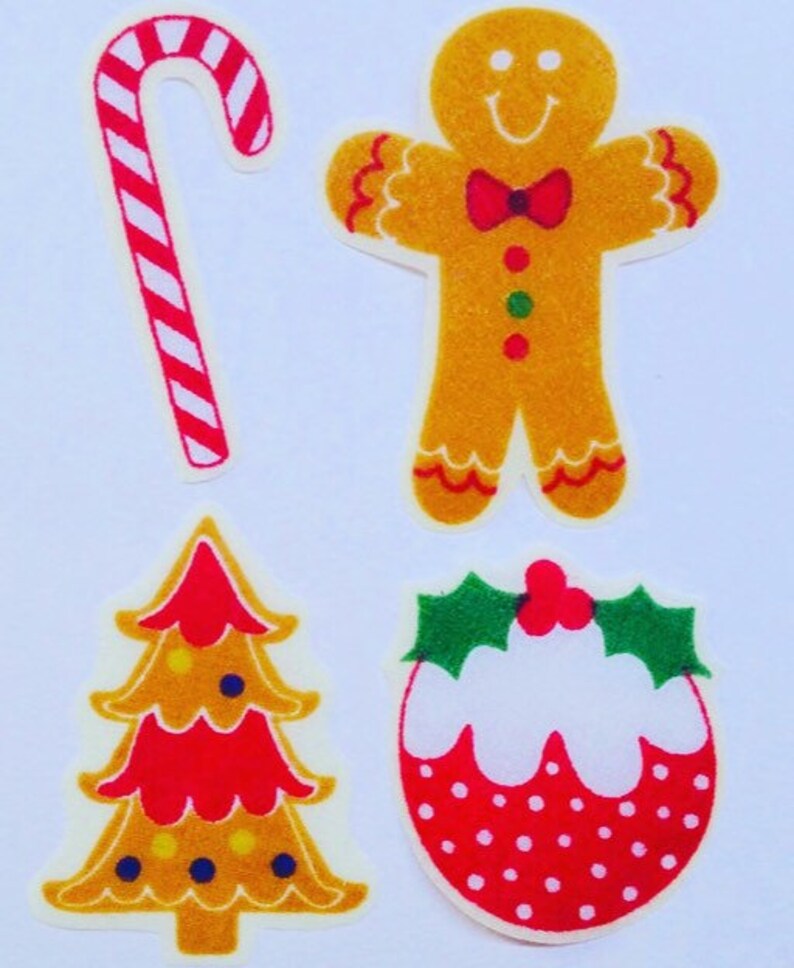 Christmas Fabric Iron on Patches Appliques Gingerbread Man Etsy