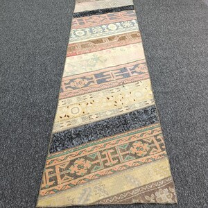 Tappeto passatoia vintage turco patchwork 3x10 piedi, tessuto a mano, unico, per ingresso, scale e corridoio.