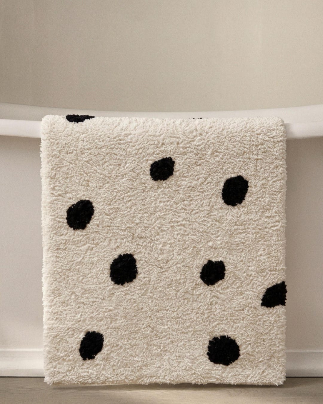 Cream Polka Dot Bath Mat | Neutral Bathroom Rug | Modern Minimalist ...