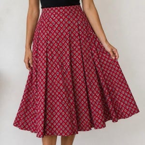 vintage Pendleton jupe rouge midi plissée imprimé médaillon taille haute taille 18