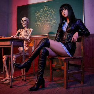 Elegante costume da cosplay nero piccante / costume da Nico Robin, set completo per eventi anime e servizi fotografici