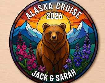 Personalized Alaska Cruise Magnet, Alaska Cruise Souvenir, Custom Cruise Door Magnet, Bear Travel Keepsake Gift