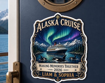 Custom Alaska Cruise Magnet, Personalized Family Vacation Keepsake, Alaska Trip Door Decor