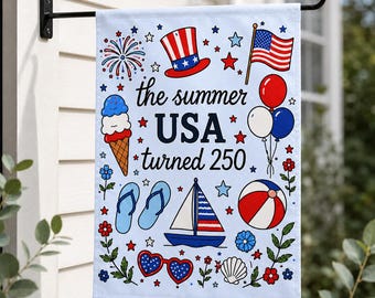 America 250 Garden Flag, Patriotic Summer USA Turned 250 Flag, 4th of July Decor, 1776 2026 Yard Flag, Americana Porch Decor