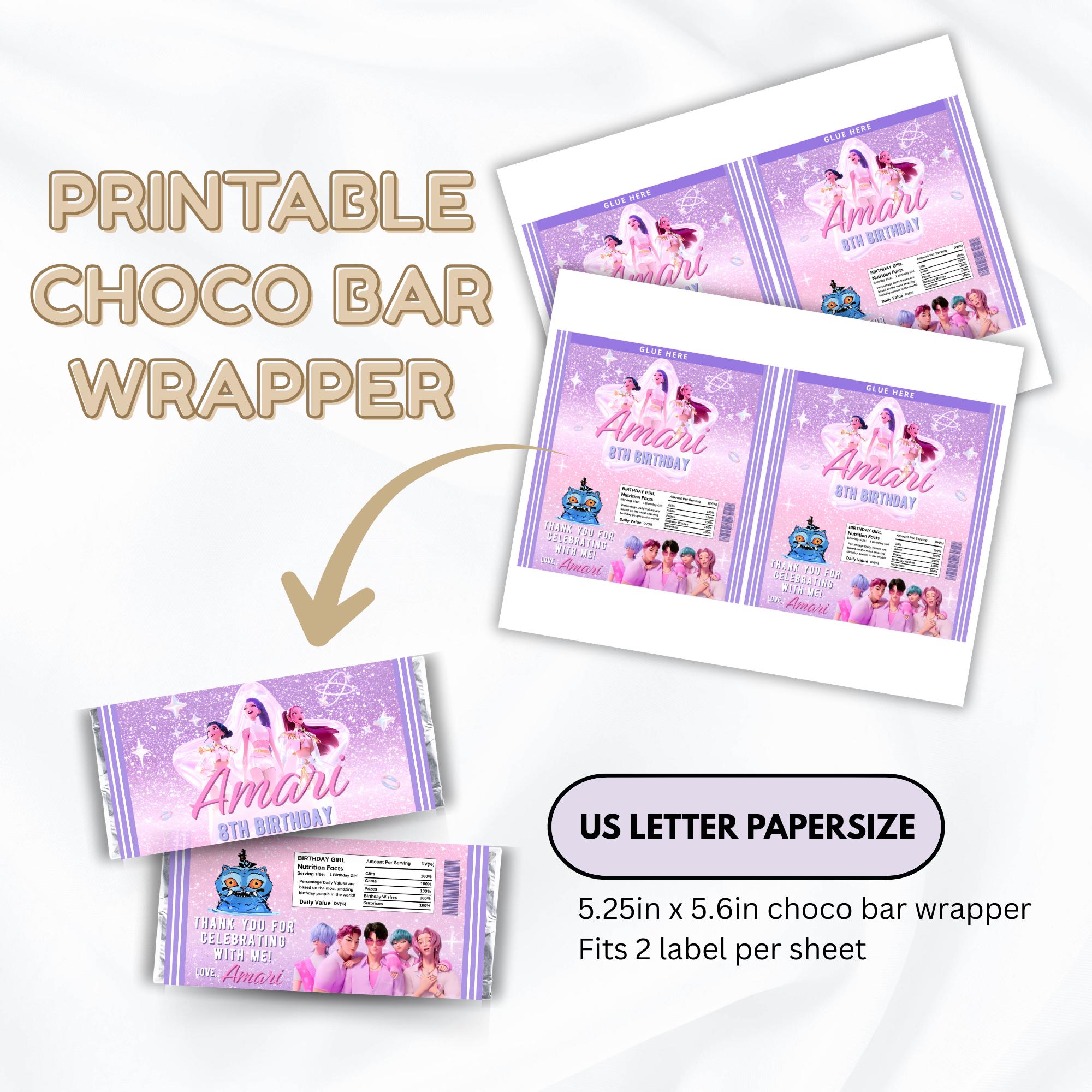 Kpop Chocolate Bar Wrapper, Kpop Demon Hunters Choco Bar Wrapper ...