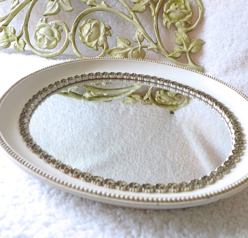 Oval Mirror Vintage 70s Decor Tray Wall Mirror French Etsy