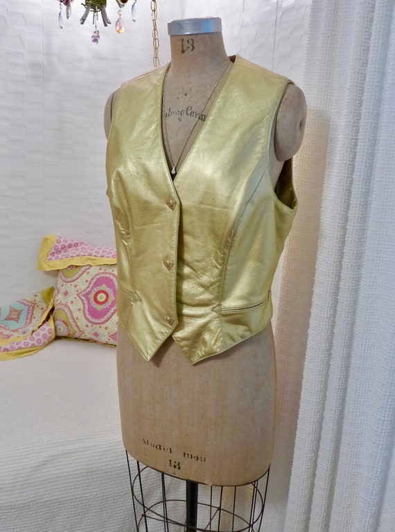 Gold Leather Vest Michael Hoban North Beach 80s Vi
