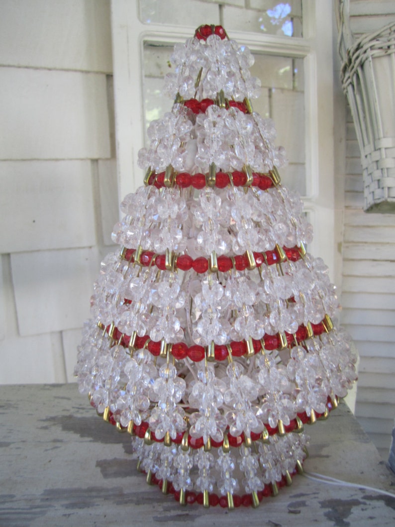Beaded Christmas Tree Safety Pin Kitschy Handmade Craft Table Etsy