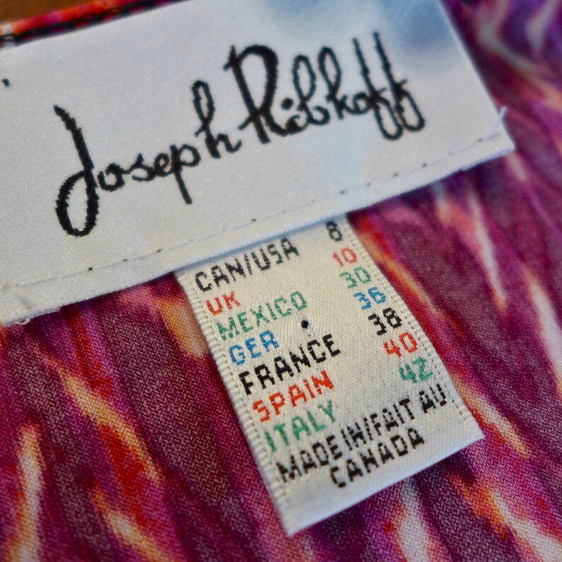 Body Con Dress Vintage Joseph Ribkoff Hot Orange Hot Pink 80s 90s