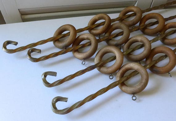 Swing Arm Curtain Rods Twisted Gold Tone Wrought Iron Rods Set Of 4