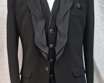 Terno preto masculino - smoking elegante com lapela - presente para ele - traje para noivo
