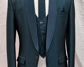 Abito blu petrolio - smoking blu martin pescatore per uomo - abito da sposo per matrimonio - regalo per lui