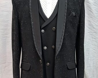 Black Glittery Tuxedo Suit – 6-Piece Prom Party Set
