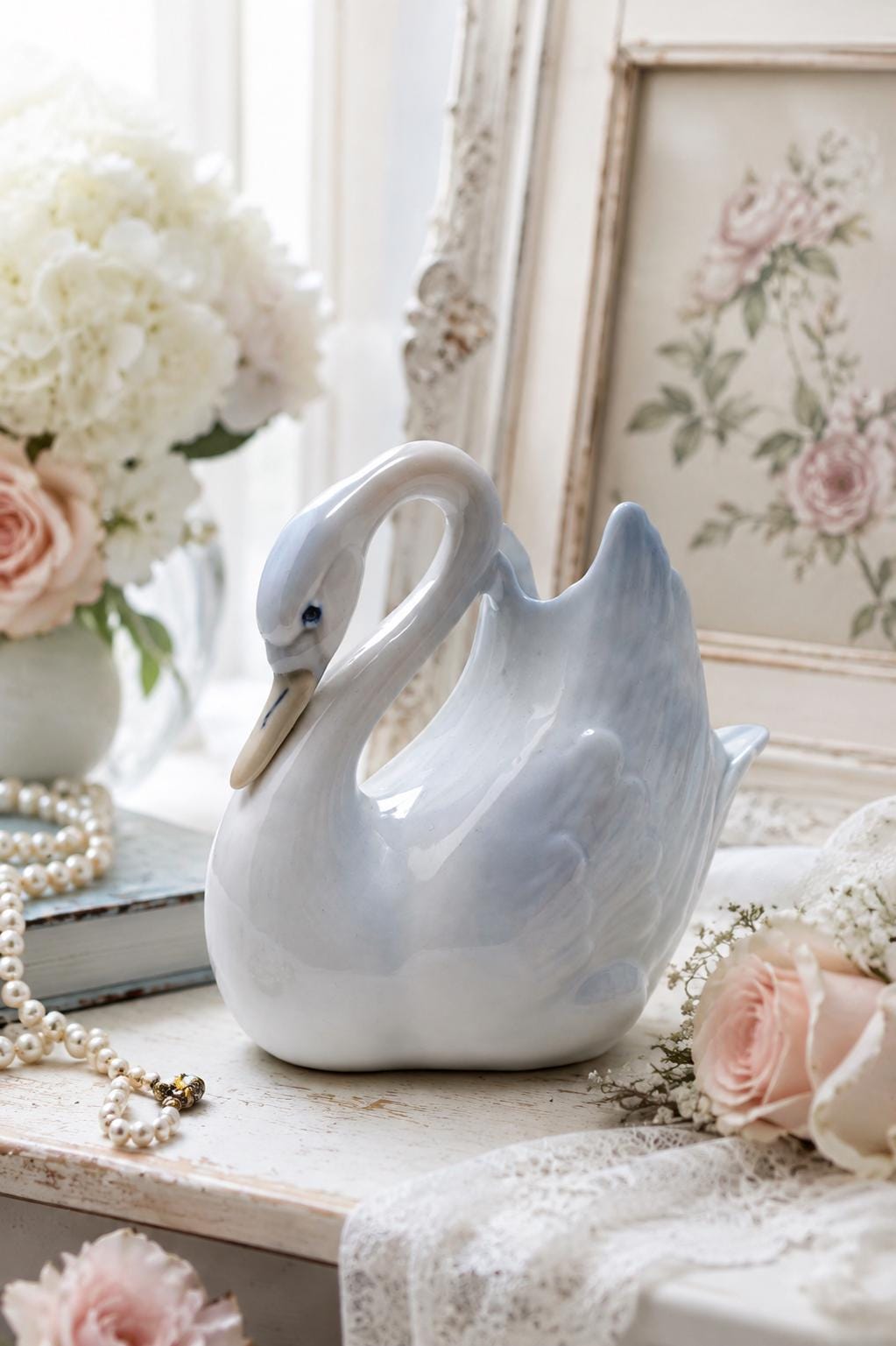 Blue Porcelain Swan - Etsy