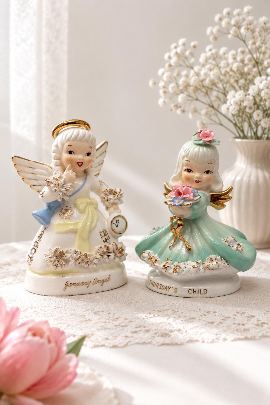 Vintage Porcelain Angel Figurines Japan - Etsy