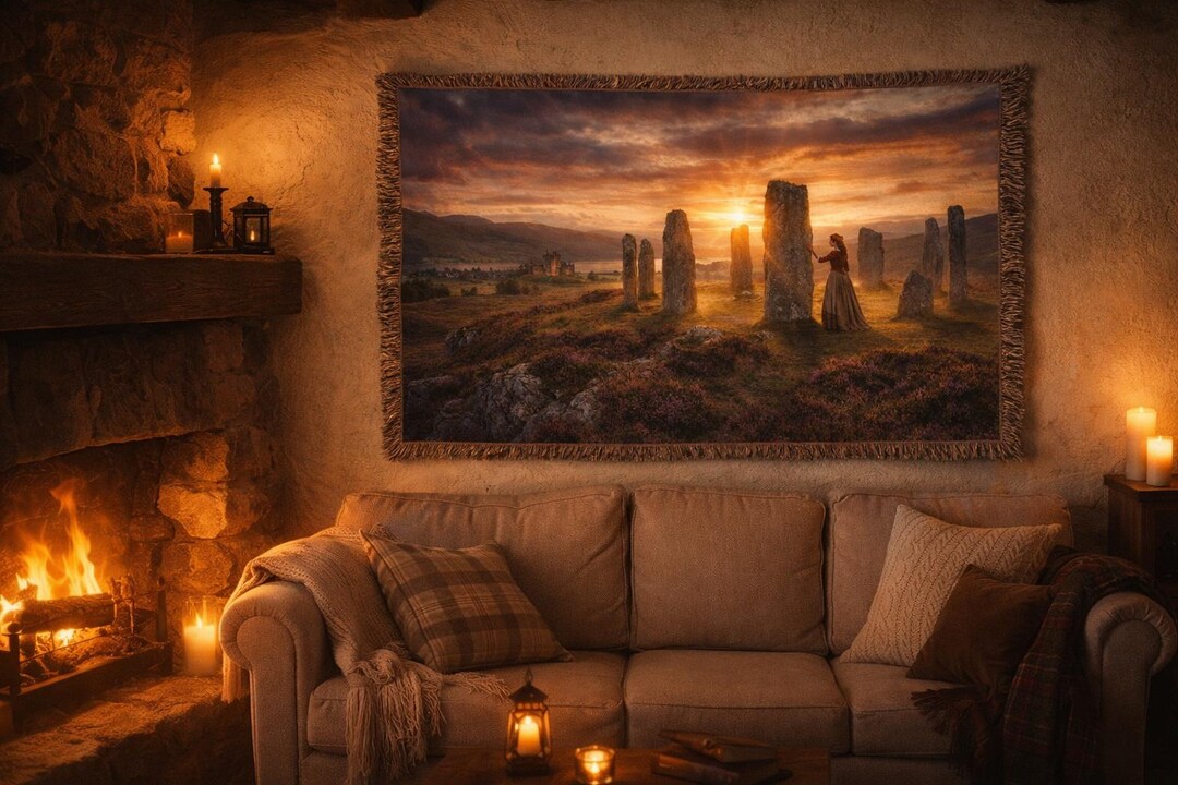 Outlander Inspired Tapestry Throw Blanket, Scottish Highlands Sunset ...