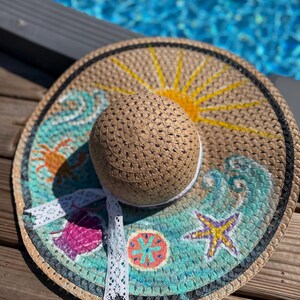 Hand Painted Straw Beach Hats - Etsy display picture 3