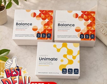 Unicity Balance Unimate Pack of 3  Glucose Support Drink Mix  Yerba Mate Energy Drink  Orange & Lemon Flavor