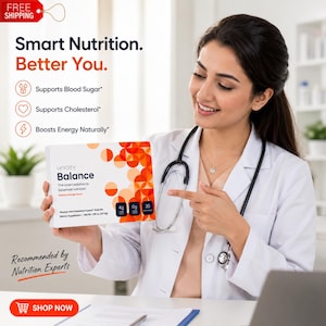 May include: A white rectangular box of Unicity Balance dietary supplement drink mix with orange and red circular patterns. The text reads Balance, The smart solution to balanced nutrition, Natural Orange Flavor, 4g Fiber, 0g Sugar, 30 Stick Packs, and Net Wt. 7.65 oz. (217.5g).