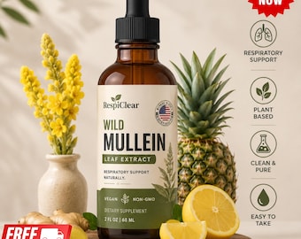Wild Mullein Leaf Extract Drops | Natural Respiratory Support Supplement | Vegan Non-GMO Herbal Lung Cleanse Tincture | 60ml