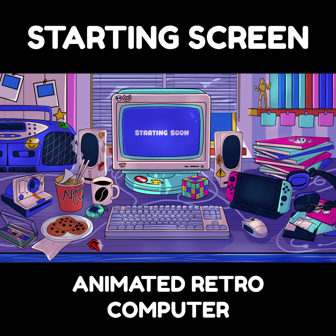 Computer Opening Animation Retro Desk Computer - Animated Starting Soon /brb/ending Screens - Lofi ...