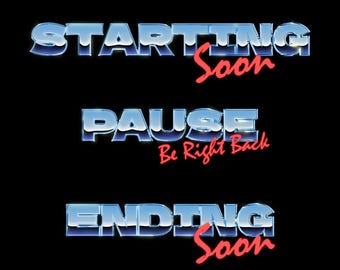 Starting Soon, BRB, Ending Soon - Retro Text Transparent Overlays (WEBM)