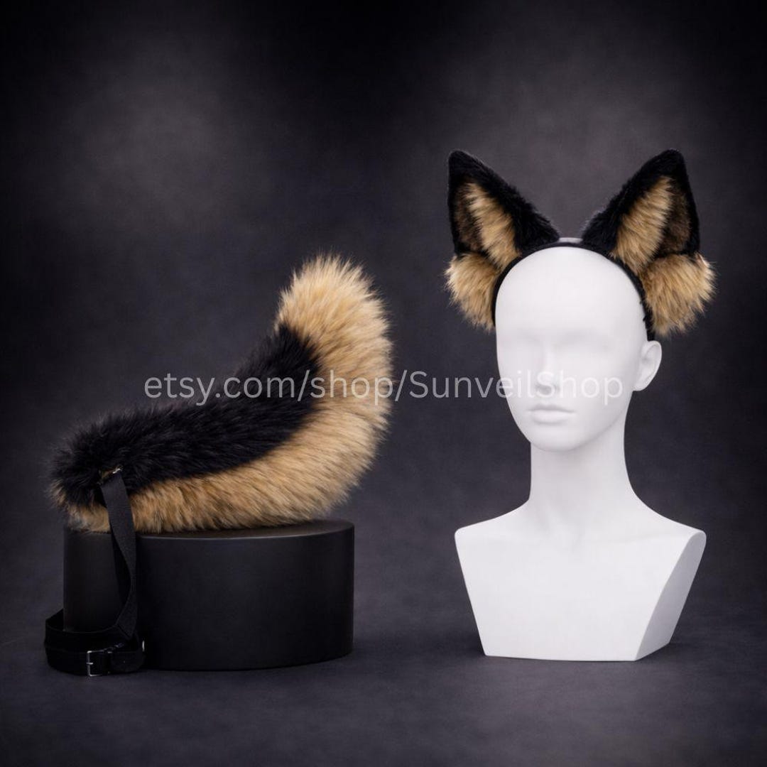 Faux Fur Wolf Ears and Tail Set, Cosplay Fursuit Costume, Soft ...