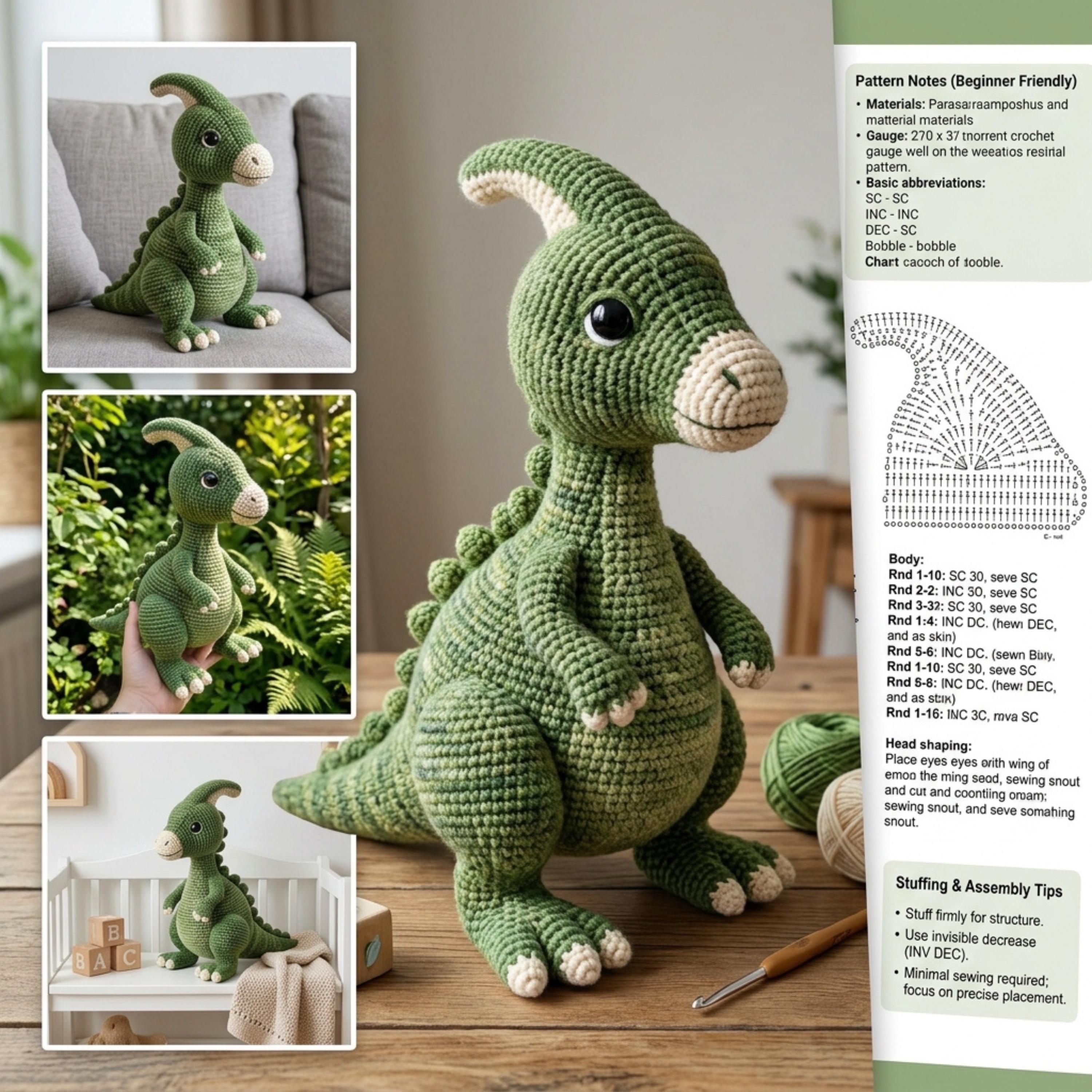 37 Dinosaur Crochet Patterns for Roaring Cute Amigurumi Projects 29 Cute dinosaur crochet pattern for beautiful girls