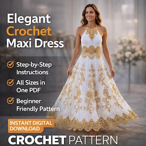 maxi dress filet crochet pattern, summer dress pattern,crochet gift, Occasion Dress ,digital download,crochet gown