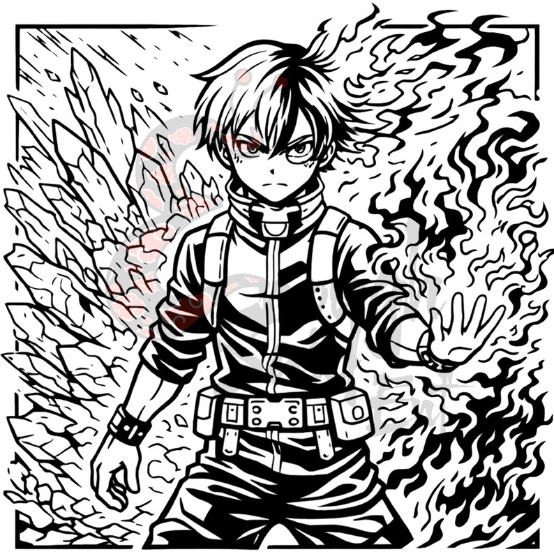 Anime Hero | Laser Engraving Files | High Contrast Line Art | PNG ...
