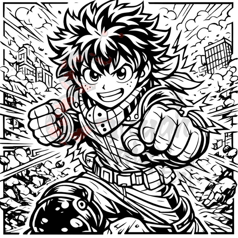Anime Hero | Laser Engraving Files | High Contrast Line Art | PNG ...