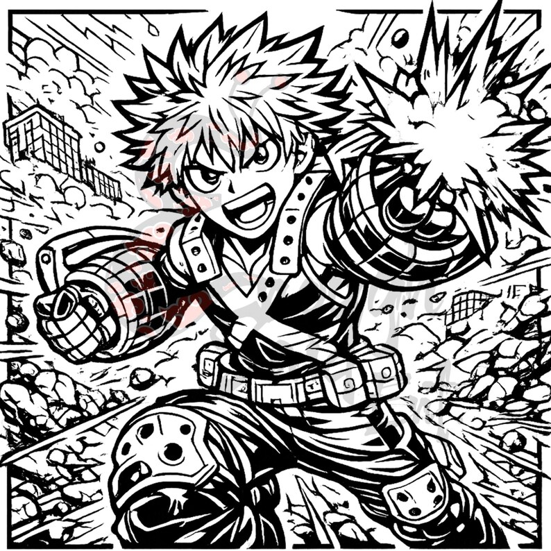 Anime Hero | Laser Engraving Files | High Contrast Line Art | PNG ...