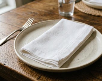 Weißes Baumwoll-Servietten-Set, wiederverwendbare Stoffservietten, Bauernhaus-Tischwäsche, Hochzeitstischdekoration, minimalistische Küchenservietten
