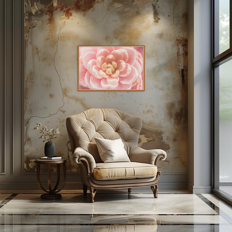 Blush Pink Flower Wall Art Canvas Print, Soft Pastel Floral Photography ...