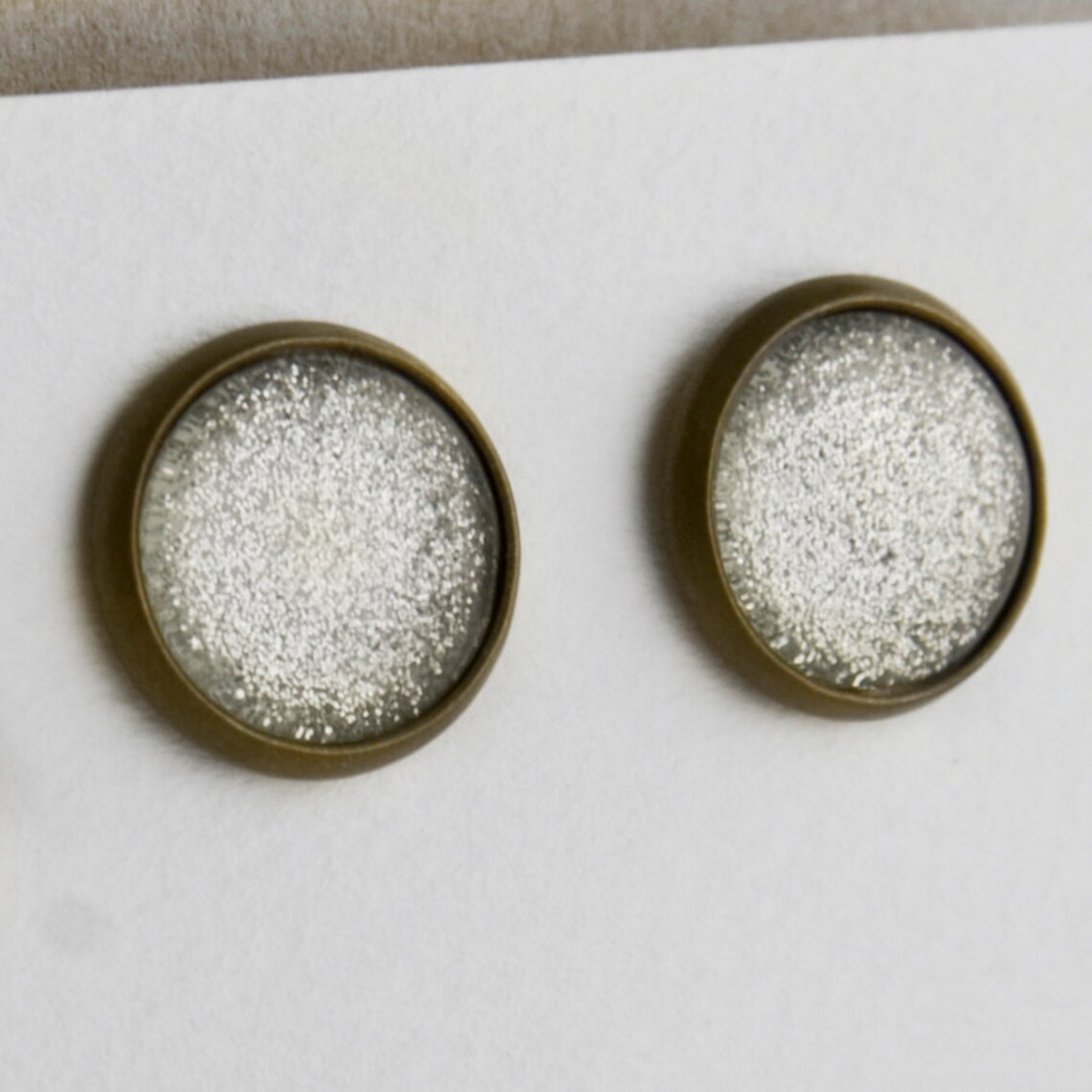 Silver Tinsel Earrings in Antique Bronze Silver Sparkly Etsy