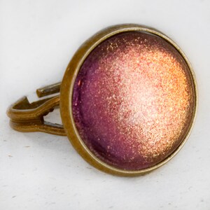 Starlight Antique Bronze Ring - Pink, Orange, Yellow Color Shifting Shimmer Cocktail Ring