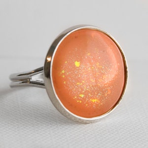 Apricot Peach Ring in Sliver - Peach Ring with Holographic Flecks