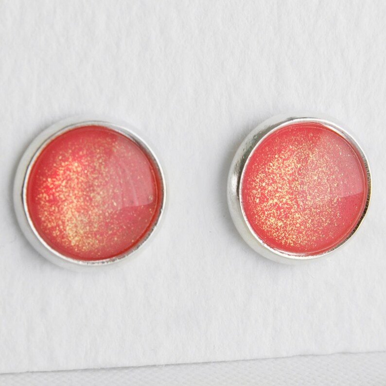 Pink Berry Earrings in Silver Bright Pink with Golden Etsy