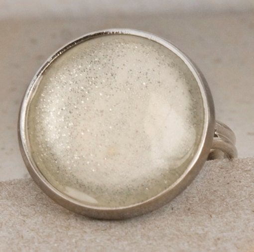 Snow Globe Ring in Silver Glittery White and Silver Cocktail Etsy