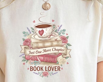 Comfort Colors® Vintage Book Lover Shirt, Retro Floral Coffee Tee, Aesthetic Reader Gift, Graphic Top